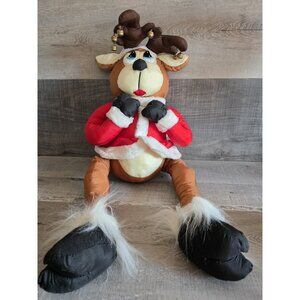 Vintage 1993 House Of Lloyd Shivers The Reindeer Plush Nylon Draft Blocker b21
